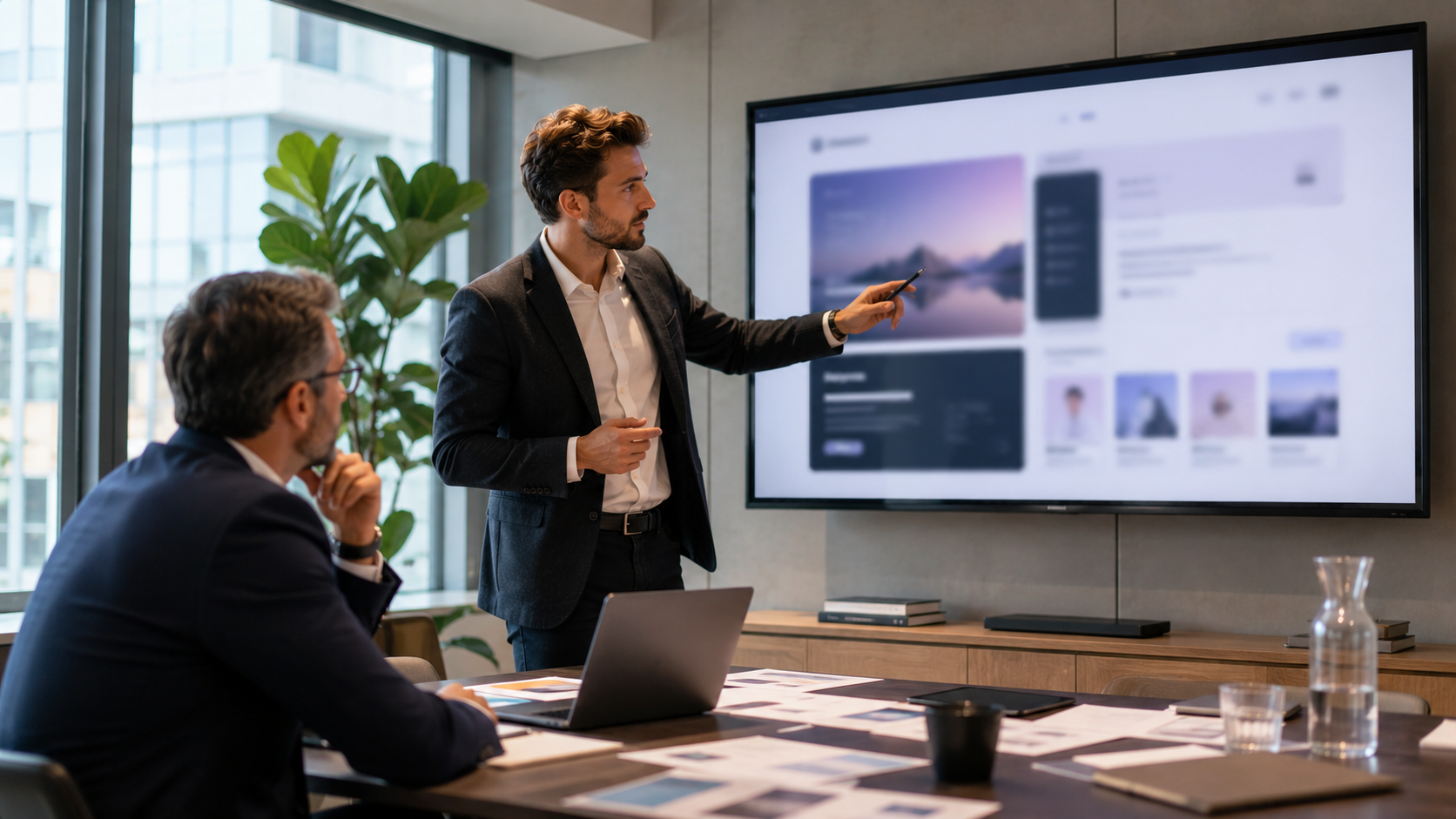 Présentation d’une stratégie UX à un client pour un projet de site web avec IA