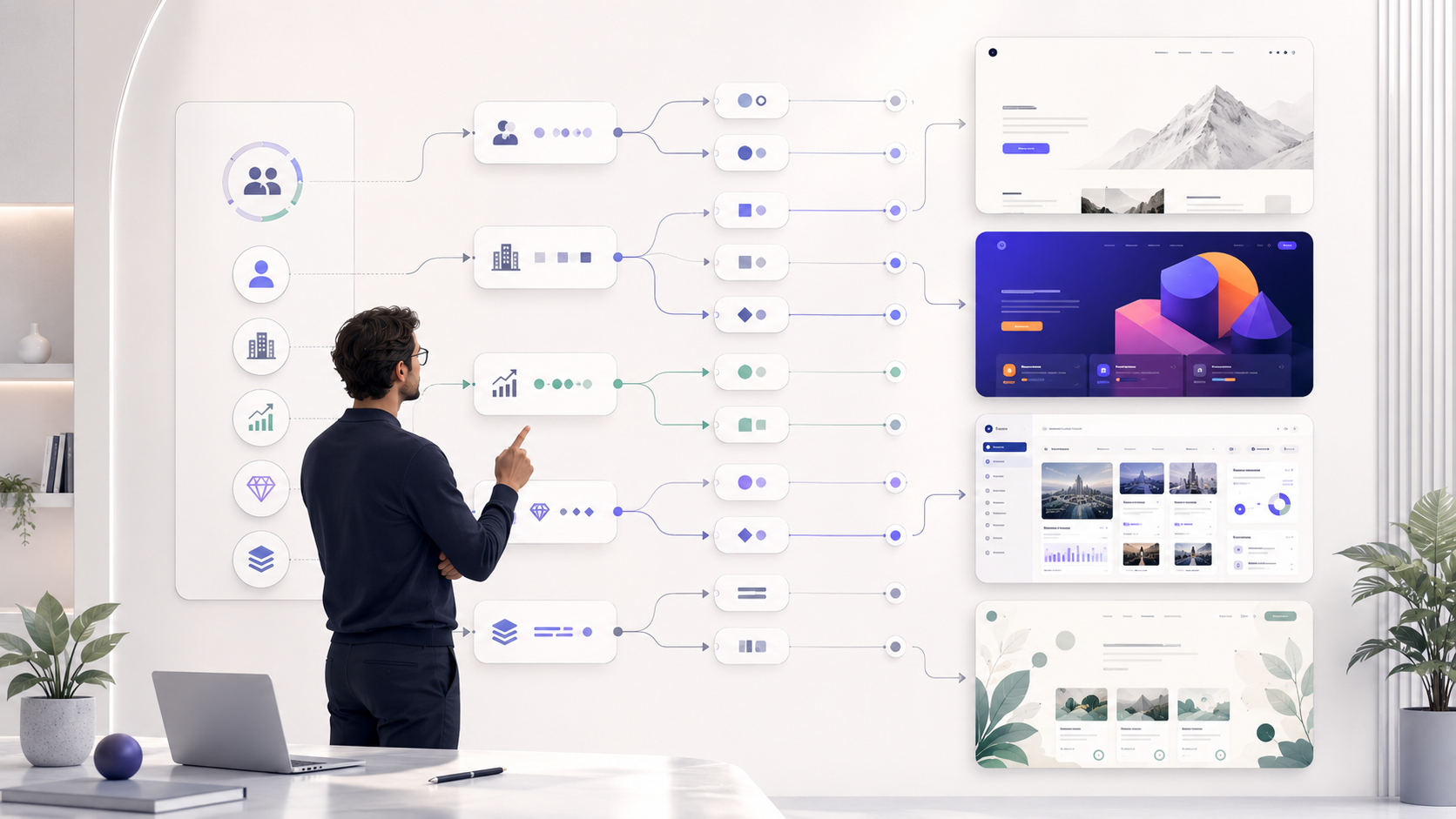 Illustration d’une méthode de choix du style UI selon la marque, l’audience et l’objectif business