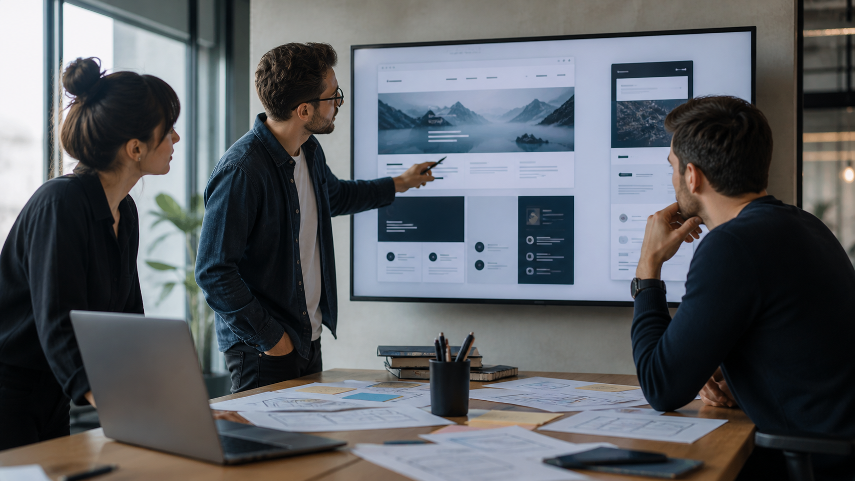 Équipe web utilisant l’IA comme assistant pour concevoir un site plus stratégique
