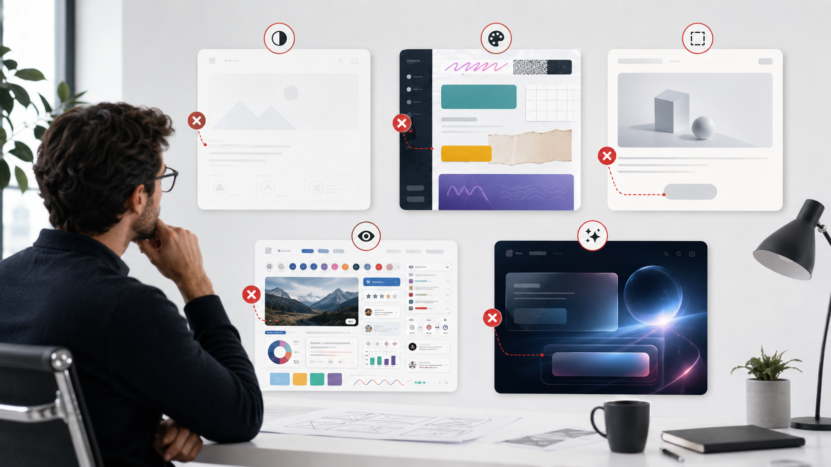 Illustration des erreurs courantes en style UI comme le manque de lisibilité et le mélange de styles