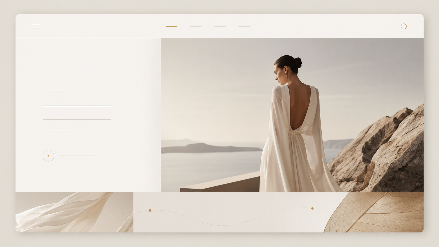 Illustration d’un site premium au style UI minimaliste et éditorial pour une marque luxe