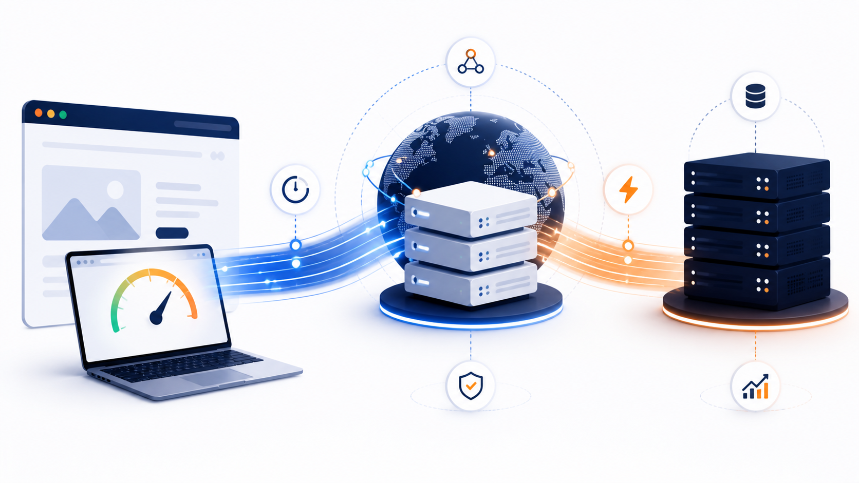 Schéma visuel du TTFB entre navigateur, serveur et CDN pour optimiser la performance web